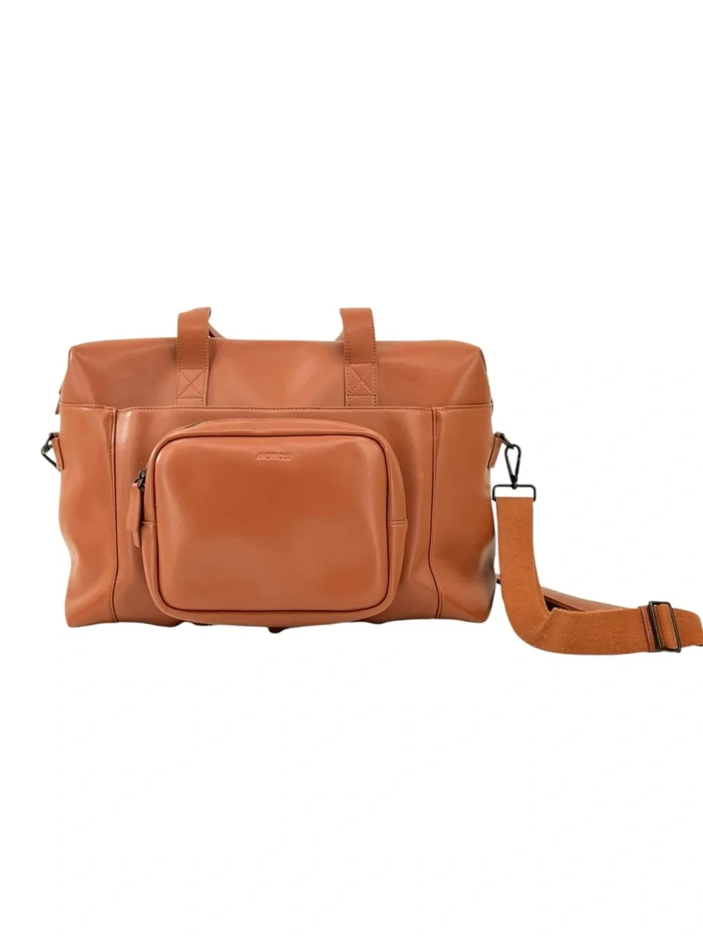 MONOS Metro Duffle - Brown Faux Leather Shoulder Strap Unisex Duffel Travel Bag
